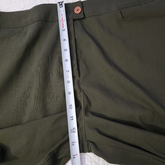 Womens High Rise Dark Olive Green Stretch Dressy Pants - Picture 5 of 11